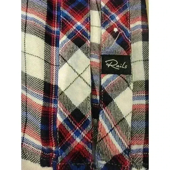 Rails Womens Top Size L Plaid Button Down Shirt Red White Blue Patriotic - Picture 6 of 8